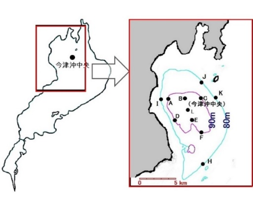 水深90ｍおよび水深80ｍ調査地点の位置